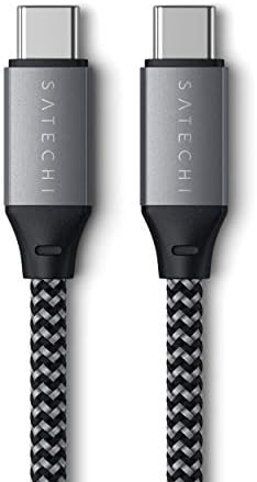Satechi charging cable paired with a portable power bank for travel convenience.