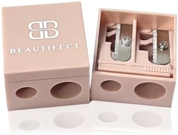 Beautifect dual hole cosmetic sharpener with built-in cleaning pick
