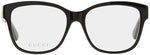 Side profile of Gucci black and green designer frames