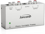 Jancane phonograph preamplifier rear panel featuring stereo RCA inputs and grounding terminal post.
