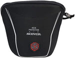 Scoyco motorcycle neck protection showing magnetic quick release buckle close up