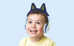 eKids Bluey foldable headphones for school folded neatly showing compact travel portability