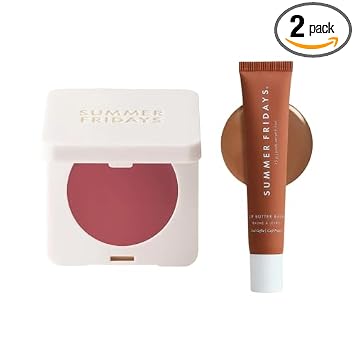 Summer Fridays Cocoa Rose Duo packaging front view showcasing hydrating lip balm and cream blush set.