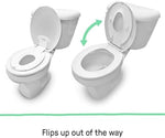 Ingenuity white plastic potty trainer seat showing the non slip grips on the underside