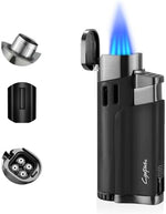 Cgaplus windproof quad jet torch lighter with adjustable flame feature active