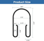 Twelve pieces of matte black corrosion resistant bathroom curtain hooks arranged symmetrically on a surface.