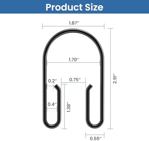 Twelve pieces of matte black corrosion resistant bathroom curtain hooks arranged symmetrically on a surface.