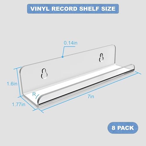 Transparent minimalist CD rack and picture frame organizer setup
