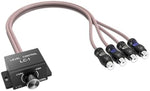 Recoil car audio amplifier bass boost module showing the integrated mounting tabs.