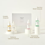 Korean travel size face serum collection featuring four colorful treatments for targeted skincare