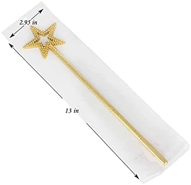 Hand holding 13 inch silver angel wand for scale