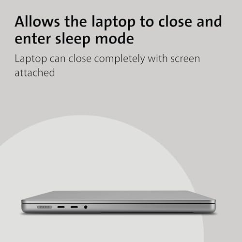 Detailed view of the precision cut webcam notch on the Kensington privacy filter during a video call.