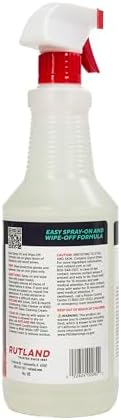 USA imported Rutland non-acidic fireplace cleaner being applied to a wood stove glass door.