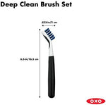 Ergonomic non slip blue thumb pads on the handles of the premium utility scrubbing tool set