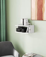 Areajd white projector shelf mounted on living room wall