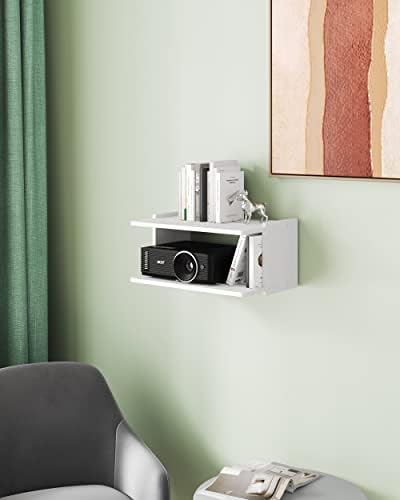 Areajd white projector shelf mounted on living room wall