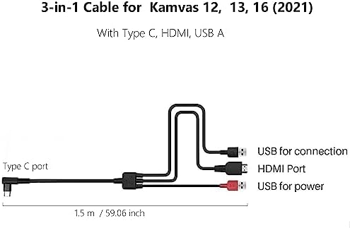 Spaseeba graphics tablet display cord highlighting the Type C interface connector