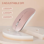 Side profile view of the premium silent optical computer mouse highlighting the ergonomic and sleek flat structure.