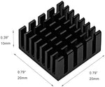 Close up view of the 20mm aluminum heat sink showing the extruded fin structure for passive cooling.