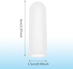 Clear silicone finger caps protecting a thumb from friction and skin cracking