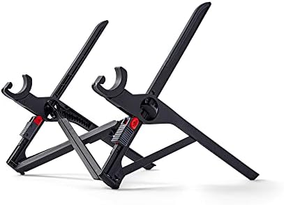 Side view angle of Roost V3 premium folding stand showing maximum height adjustment