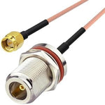 Close up of SMA male connector on RG316 cable