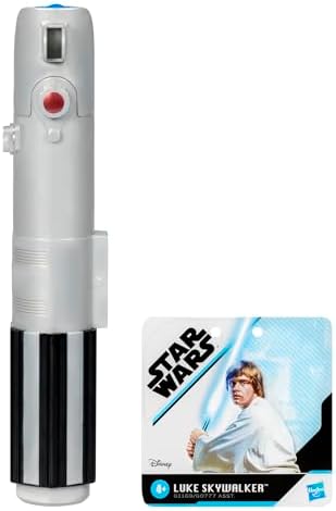Authentic Star Wars blue lightsaber toy in retracted position