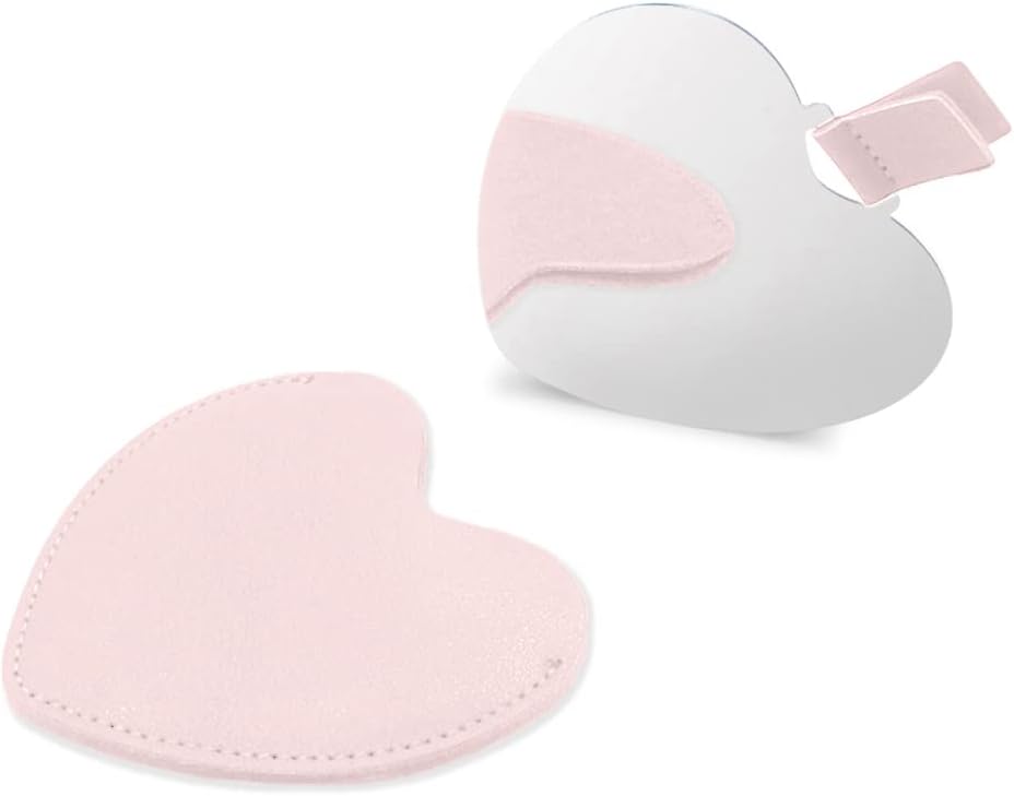 SNOMEL compact stainless steel heart shaped mirror front view