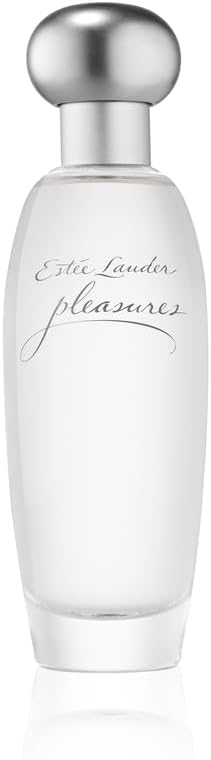 Estee Lauder Pleasures floral perfume bottle on display