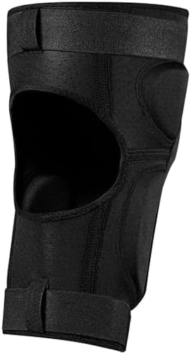 Fox Racing Launch D3O MTB protective pad showcasing the adjustable hook and loop strap closure system.