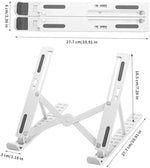 White computer holder showing seven holes height adjustment mechanism slots