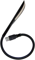 i2 Gear flexible gooseneck book light bent at an angle to demonstrate adjustable positioning functionality.