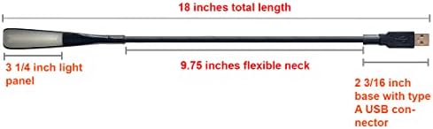 Side profile of the i2 Gear lightweight electronic computer lamp highlighting the eighteen inch flexible silicone neck.