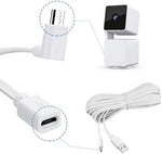 Smays security camera power cord showing the right angle 90 degree micro usb adapter connection.