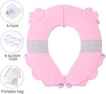DIJIAMEIYA toddler toilet seat folded compactly next to its machine washable travel bag