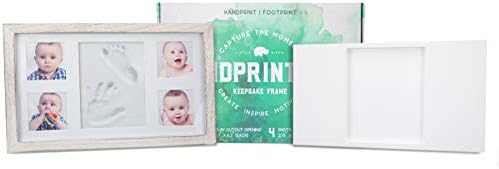 Newborn baby keepsake frame hanging on a decorated nursery wall.