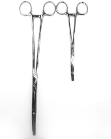 Surgical Online 2pc Fishing Set curved hemostat forceps front view stainless steel clamps