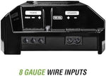 Timpano TPT-BASS400 small footprint digital car amplifier showcasing its compact measurement profile.
