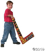 Assorted colorful blow up vinyl hockey party favors with printed sports slogans
