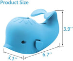 Soft silicone bath spout guard showing the adjustable strap mechanism.