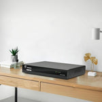 TIGERSECU Super HD 1080P home surveillance recorder showing rear panel connections including BNC inputs and hard drive ports.