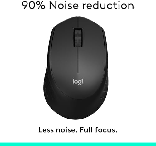 Logitech M330 wireless peripheral showcasing the contoured ergonomic right handed rubber grip side