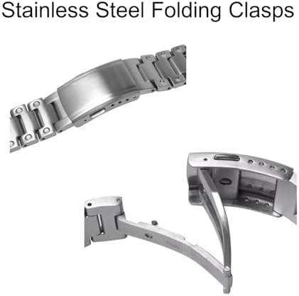 Close up view of the 316 stainless steel butterfly clasp on the watch band
