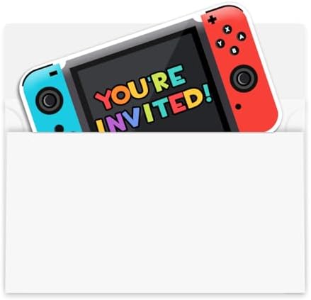 Close up view of the smudge free writing surface on the USA imported gamer theme party invites.
