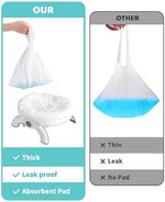 Close up of 200 milliliter absorbent pad inside disposable liner