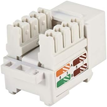 Monoprice modular network connector showing side color-coded wiring diagram.