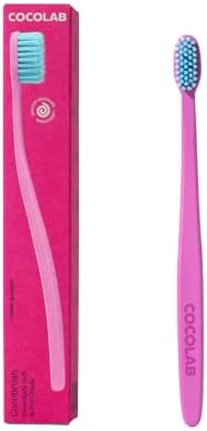 Cocolab Cocobrush, Ultra-Soft Manual Toothbrush, Dentist-Designed, Gentle on Gums, Made from Recycled Plastic, Cherry Blossom - Image 1