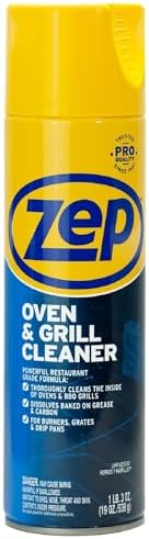 Zep foaming kitchen cleaner dissolving grease on steel oven grates