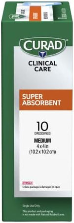 A comparison chart showcasing the five times faster absorption speed of Curad wound care pads.