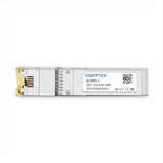 Qsfptek copper Sfp+ module showing RJ45 connector interface